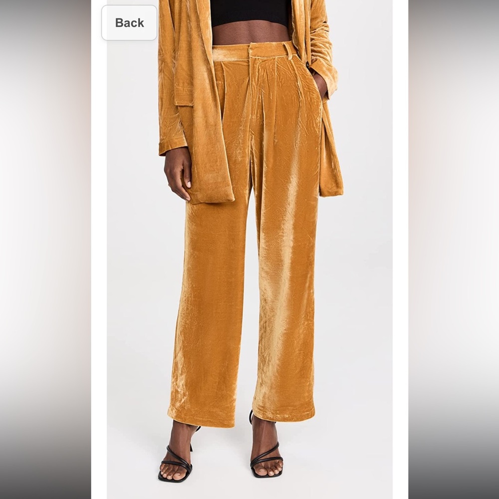Women's Velvet Wide Leg Pants - mustard